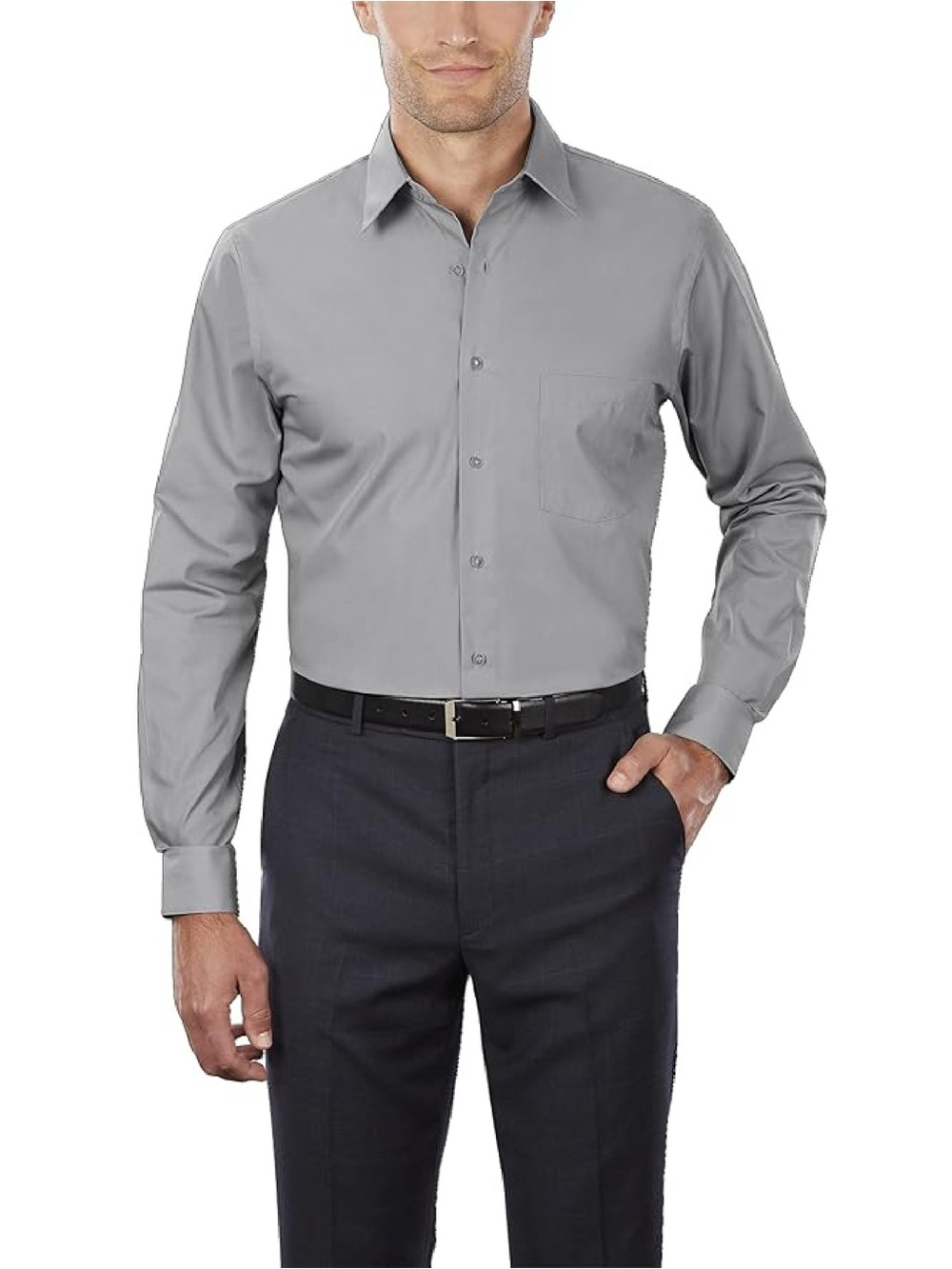 Van Heusen NWT Wrinkle Free Poplin Dress Shirt Greystone Size 18 36/37 2XL